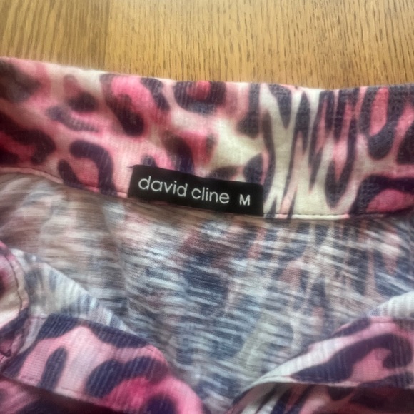 David Cline Crushed Long Sleeve Semi Sheer Pink Jungle Dyed Button Down M Artsy - Picture 8 of 9